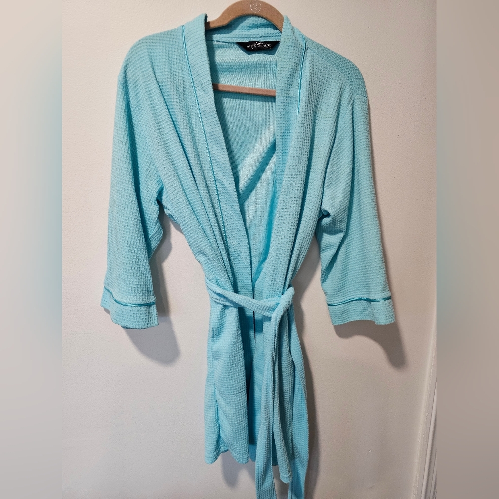 Jasmine Rose Noire Blue Waffle Robe